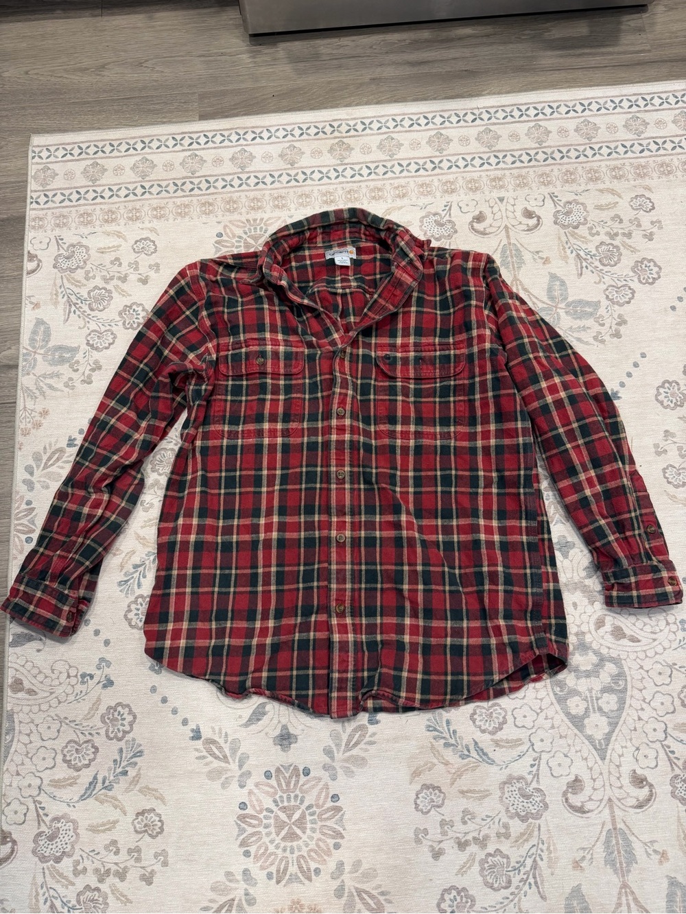 Carhartt Red and Green Plaid Flannel Shirt